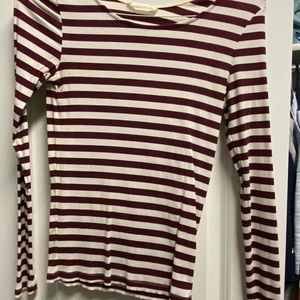 Crimson & white striped long sleeve shirt